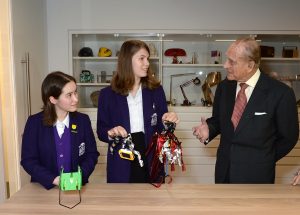 Prince Philip, Duke of Edinburgh with schoolchildren from Sion-Manning RC Girls' School